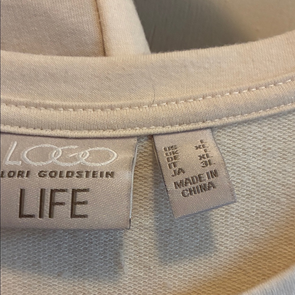 LOGO by Lori Goldstein Cream Floral Embroidered Lounge set - Picture 3 of 6